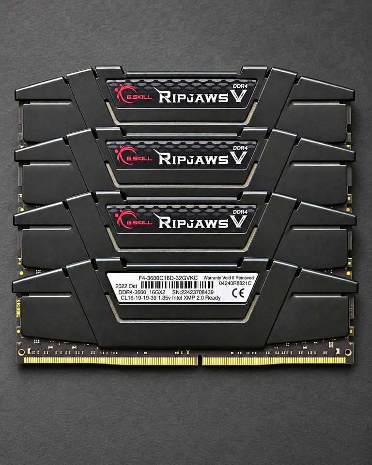 G.Skill Ripjaws V 64GB 4x16GB DDR4 3600MHz CL16 XMP
