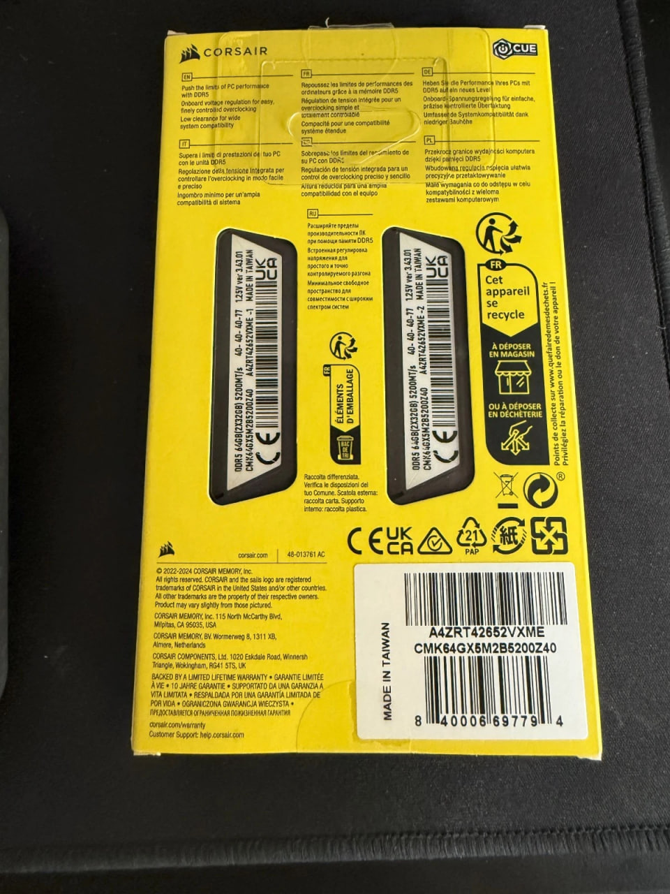 Corsair Vengeance 64GB (2x32GB) DDR5 5200MHz CL40